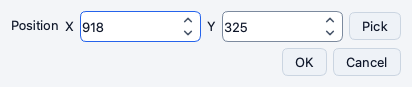 The Edit Position dialog with the X and Y fields