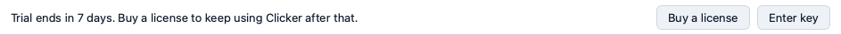 The trial banner above the sidebar that reads Trial ends in 7 days with the buttons Buy a license and Enter key